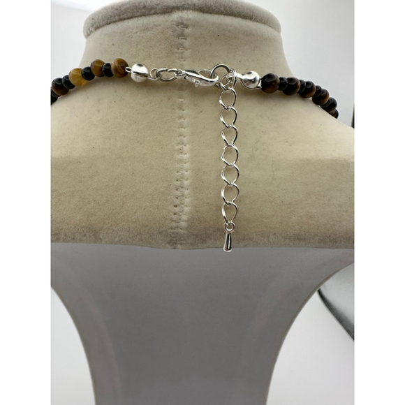 Handmade Tiger Eye and Onyx Beaded Necklace - Picture 4 of 6